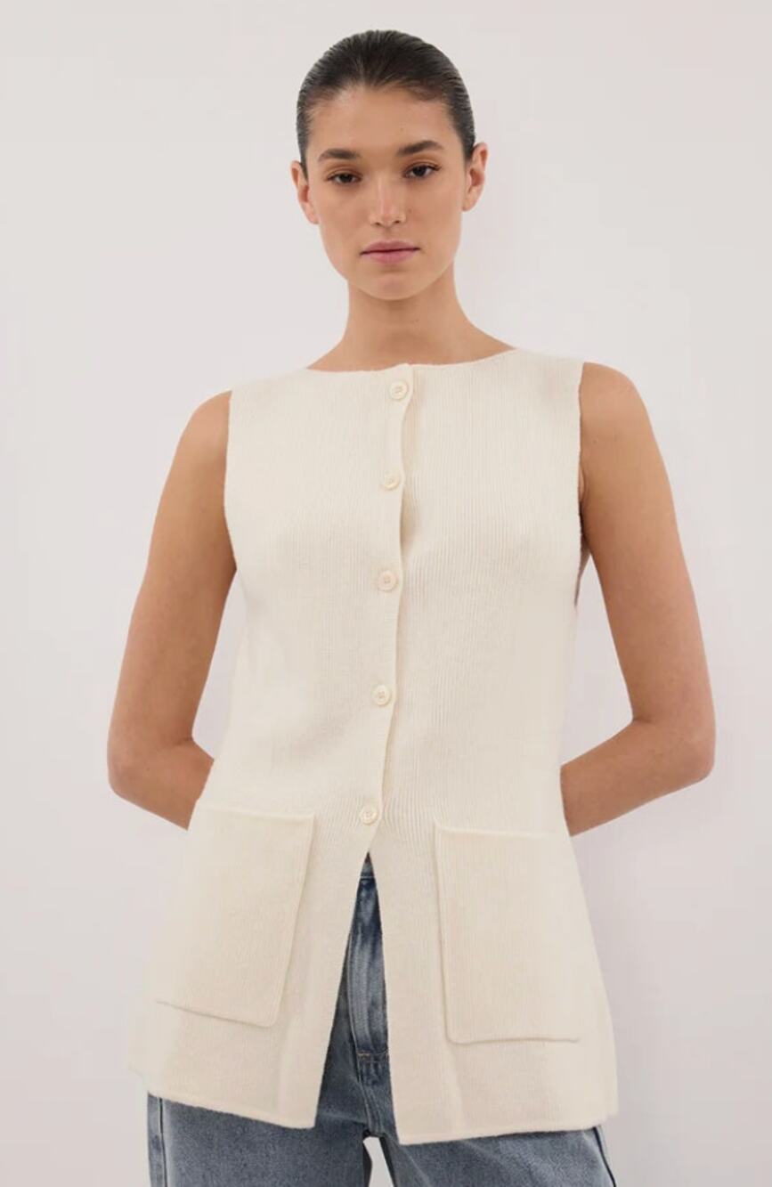 DISSH Ava Cream Longline Knit Vest XS